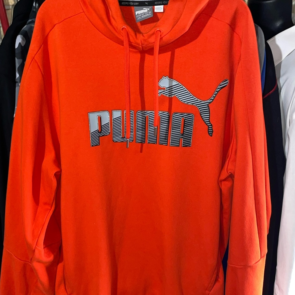 Puma Men's orange and black hooded sweatshirt men’s size XL